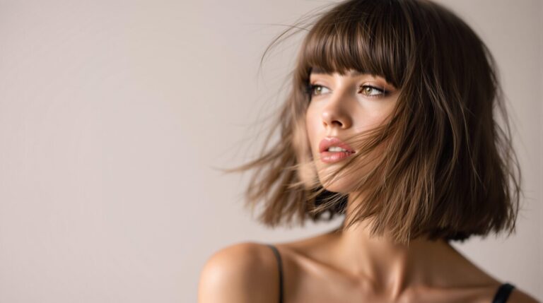 coupe carré frange effilée