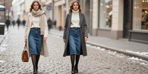 tenue jupe jean hiver