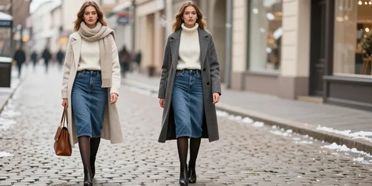 tenue jupe jean hiver