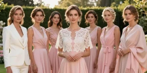 quelle veste avec robe rose poudrée